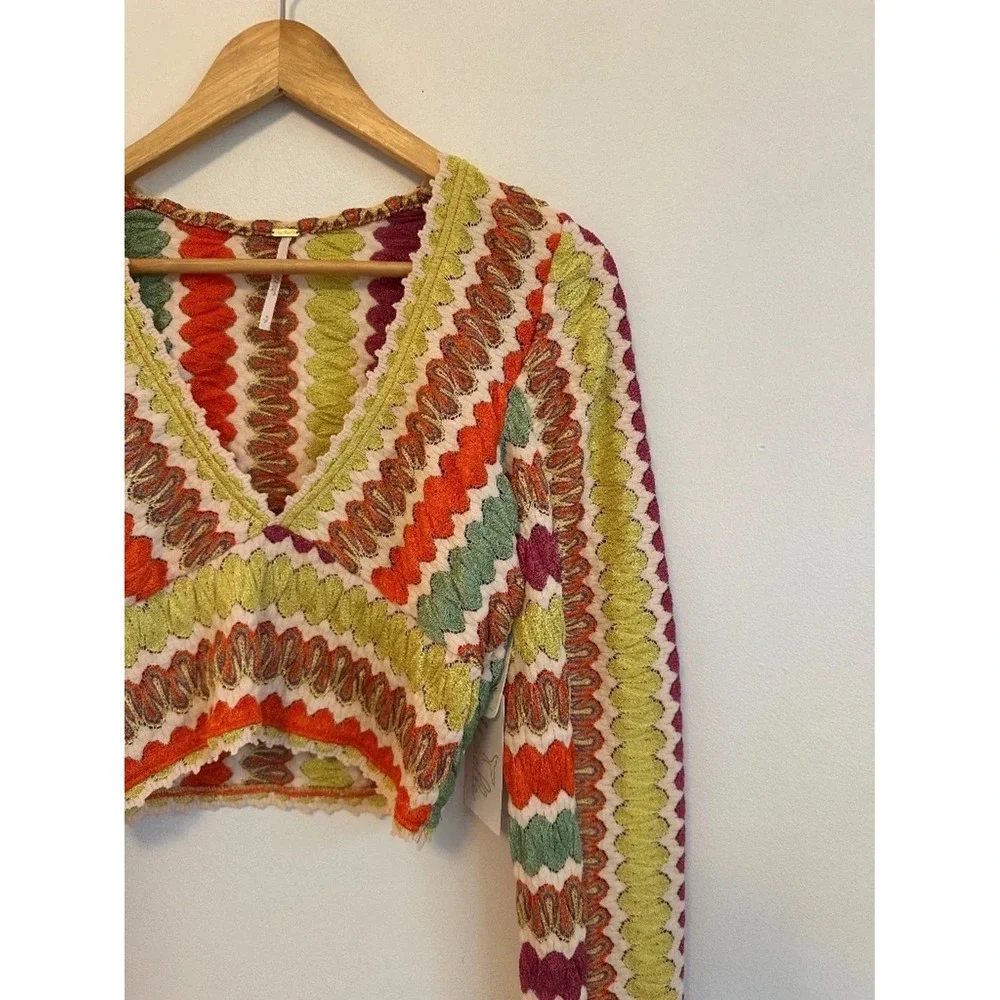 Free People Pop Surge Multi Color Metallic Crop Top | Size Small